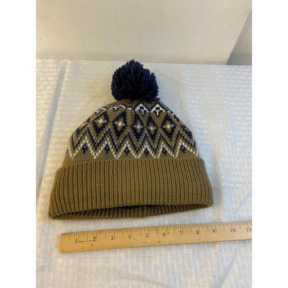 Old Navy Pom Pom lined plush toboggan hat brown color - Picture 3 of 5